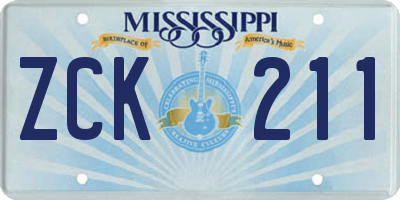 MS license plate ZCK211