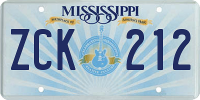 MS license plate ZCK212