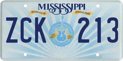MS license plate ZCK213