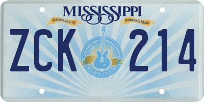 MS license plate ZCK214