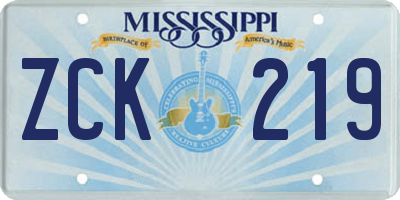 MS license plate ZCK219
