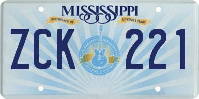 MS license plate ZCK221