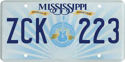 MS license plate ZCK223