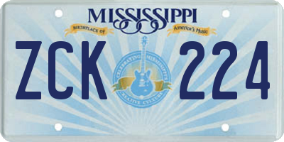 MS license plate ZCK224