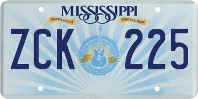 MS license plate ZCK225