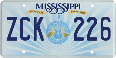 MS license plate ZCK226