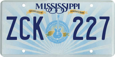 MS license plate ZCK227