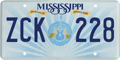 MS license plate ZCK228