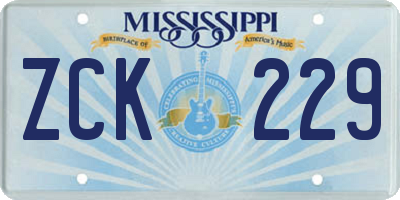 MS license plate ZCK229