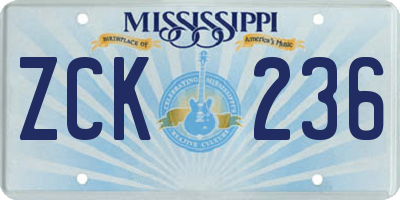 MS license plate ZCK236