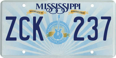 MS license plate ZCK237