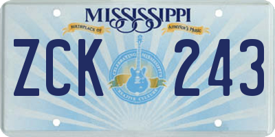 MS license plate ZCK243