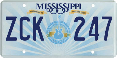MS license plate ZCK247