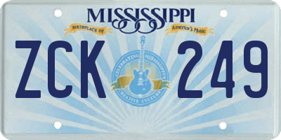 MS license plate ZCK249