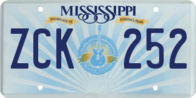MS license plate ZCK252