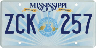 MS license plate ZCK257