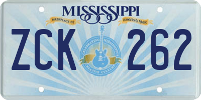 MS license plate ZCK262