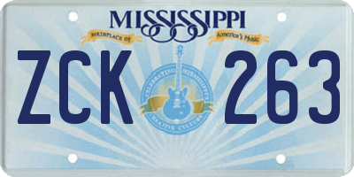 MS license plate ZCK263