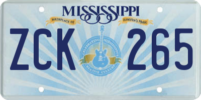 MS license plate ZCK265