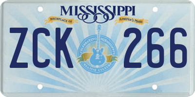 MS license plate ZCK266