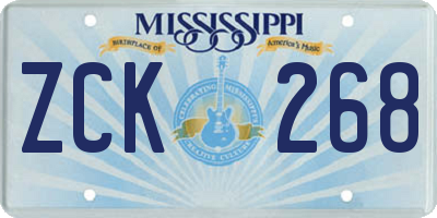 MS license plate ZCK268
