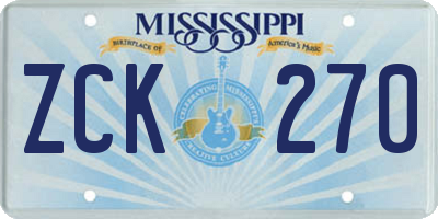 MS license plate ZCK270