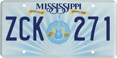 MS license plate ZCK271