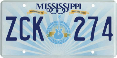 MS license plate ZCK274