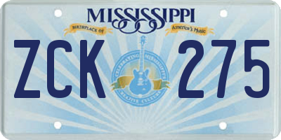 MS license plate ZCK275