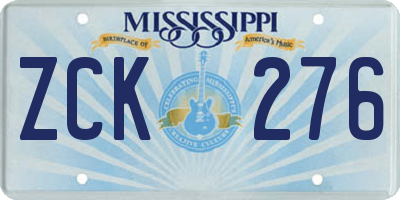 MS license plate ZCK276