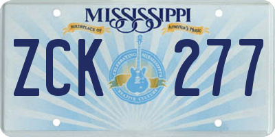 MS license plate ZCK277