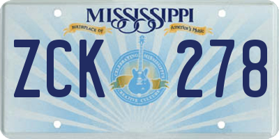 MS license plate ZCK278