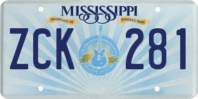 MS license plate ZCK281