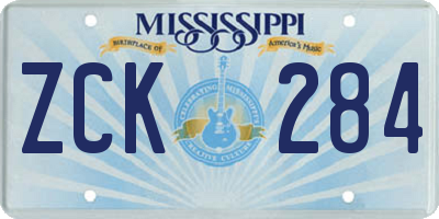 MS license plate ZCK284