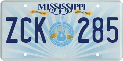 MS license plate ZCK285