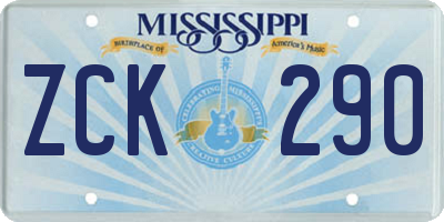 MS license plate ZCK290