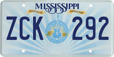MS license plate ZCK292