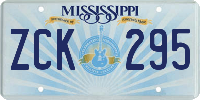 MS license plate ZCK295