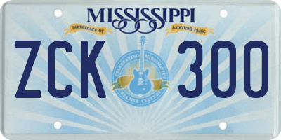 MS license plate ZCK300