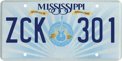MS license plate ZCK301