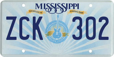 MS license plate ZCK302