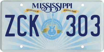 MS license plate ZCK303