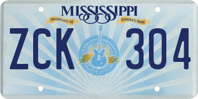MS license plate ZCK304