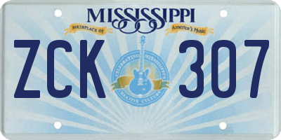 MS license plate ZCK307