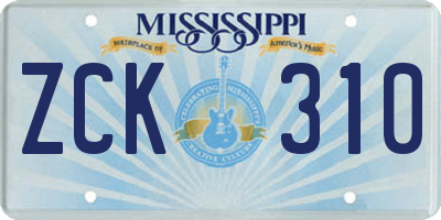 MS license plate ZCK310
