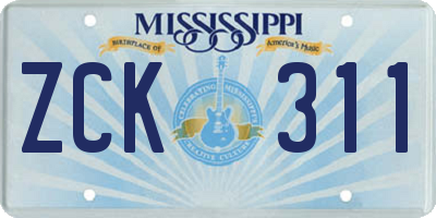 MS license plate ZCK311