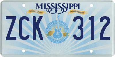 MS license plate ZCK312
