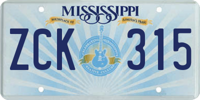 MS license plate ZCK315