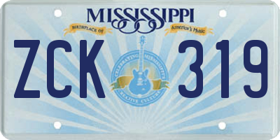MS license plate ZCK319