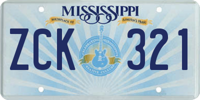 MS license plate ZCK321